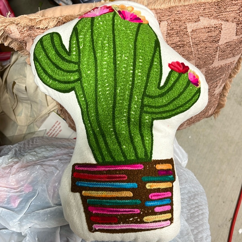 Karma Living embroidered cactus pillow